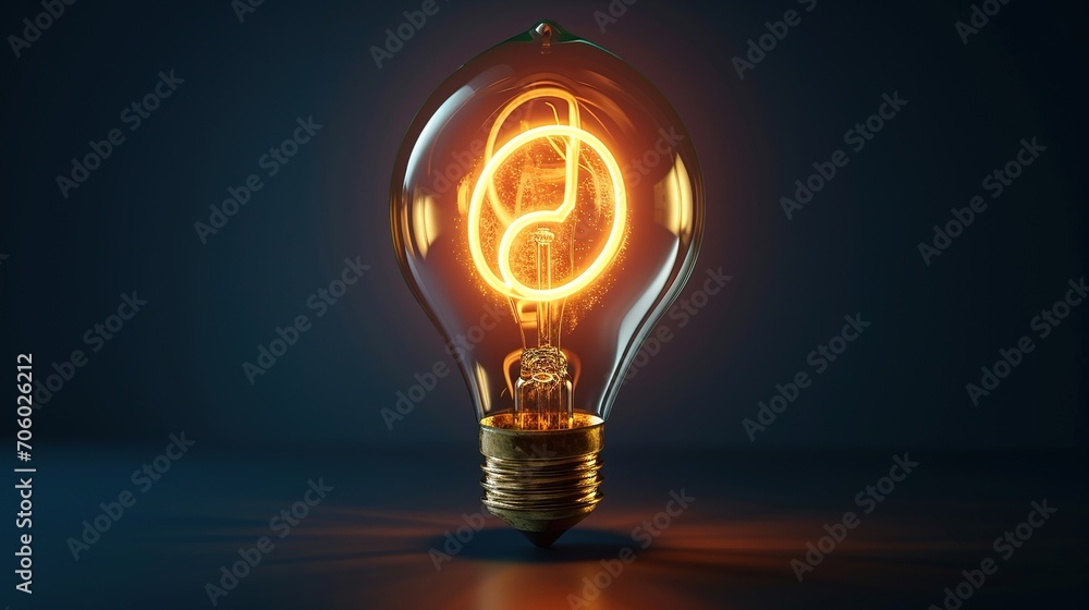 Copyright protect idea concept, author rights and patent intellectual property, Copyright icon inside light bulb - obrazy, fototapety, plakaty 