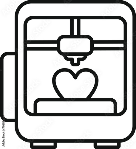 Heart bioprinting icon outline vector. Monitor science. Medica future dna