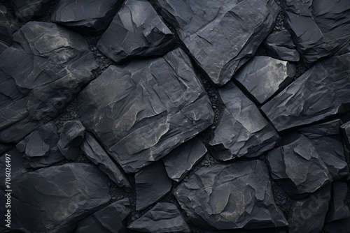 Black slate stone wall texture background. photo
