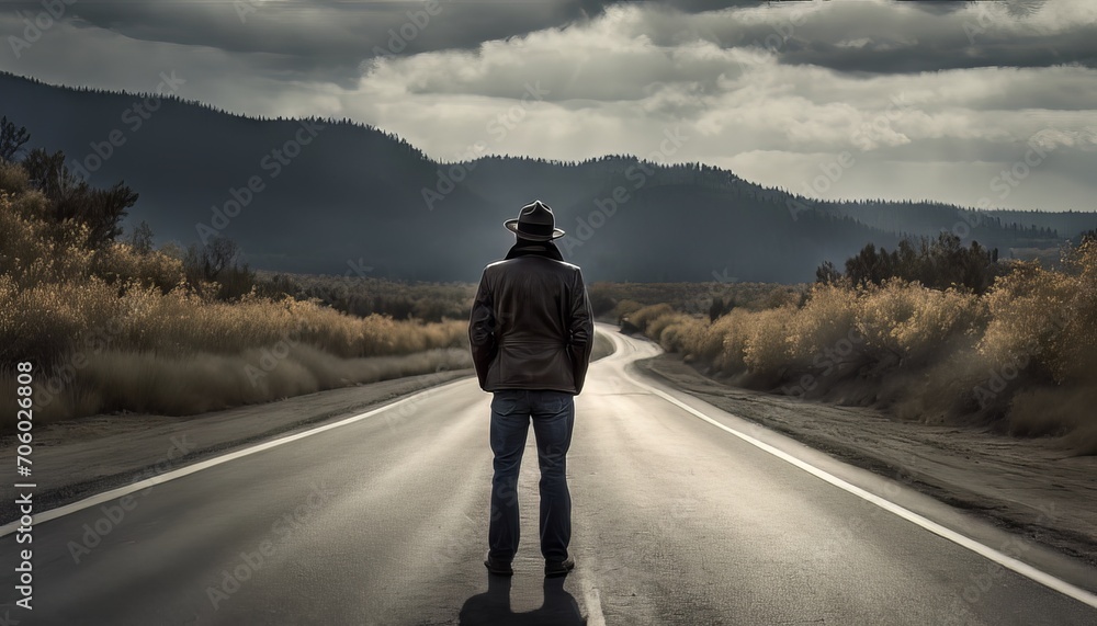A man standing on the road