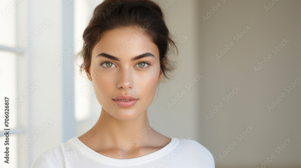 Middle eastern woman with green eyes fashion style with bright background Middle eastern woman with green eyes fashion style with bright background