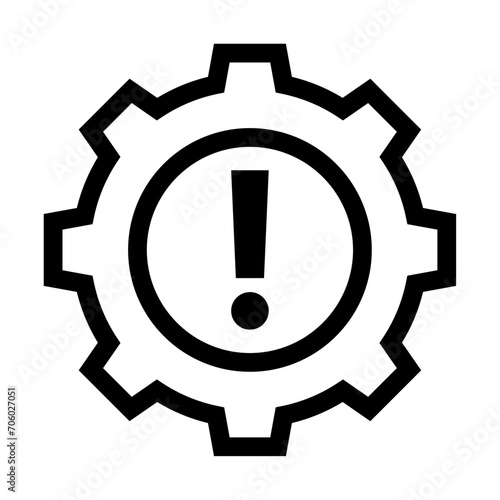 Icono de advertencia de ajustes. Riesgo en configuración, alerta. Ilustración vectorial