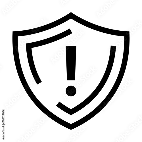 Icono de alerta de seguridad. Seguridad en riesgo, escudo de precaución. Ilustración vectorial