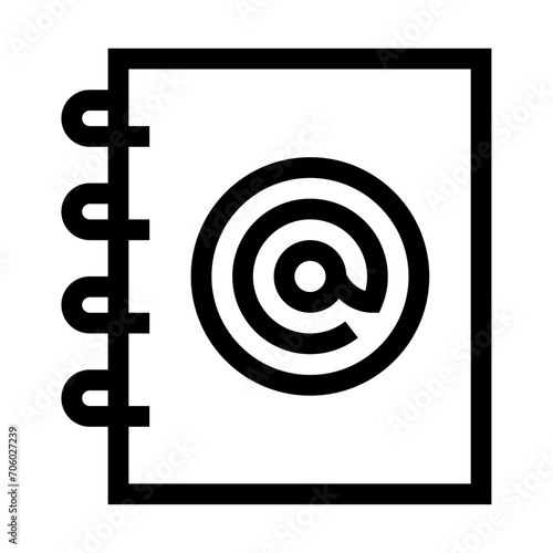 Icono de libreta de contactos. Registro de correos, direcciones. Ilustración vectorial
