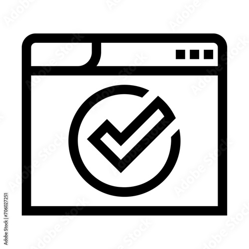 Icono de página web verificada. Seguridad, aprobación, verificación. Ilustración vectorial