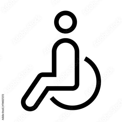 Icono de persona discapacitada en silla de ruedas. Ilustración vectorial