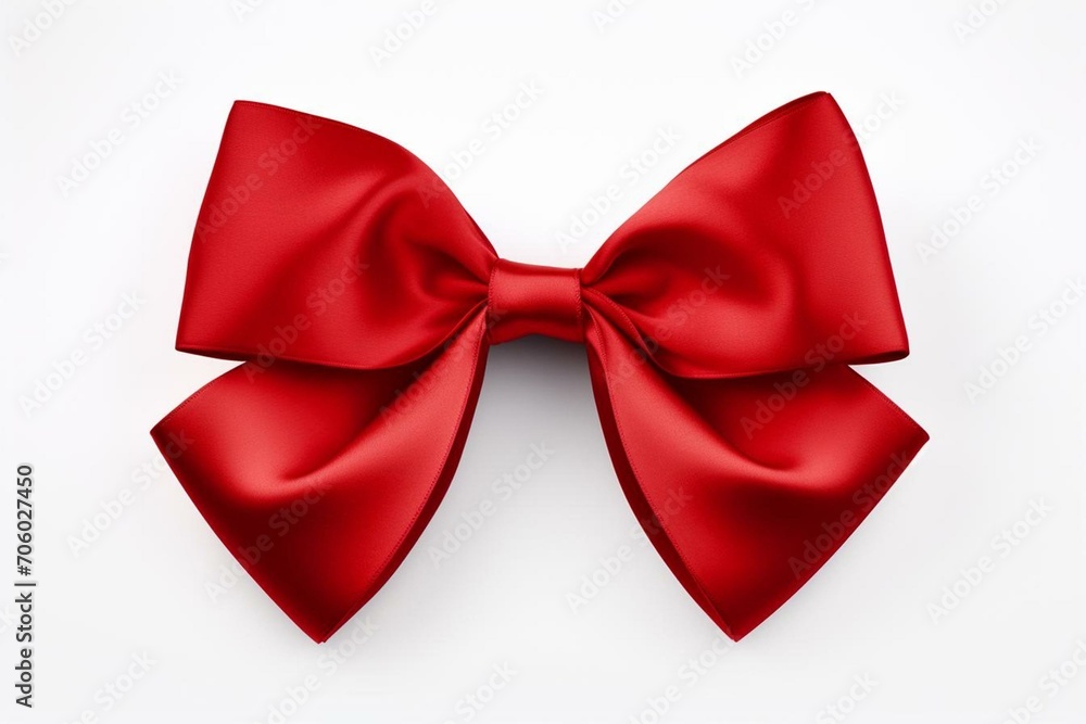 A single ribbon bow rests on a white background, framed by a ribbon. Generative AI