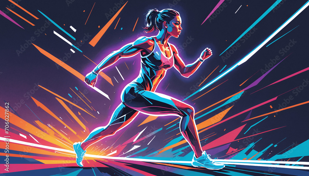 Obraz premium Athletes in competition, training, Olympics