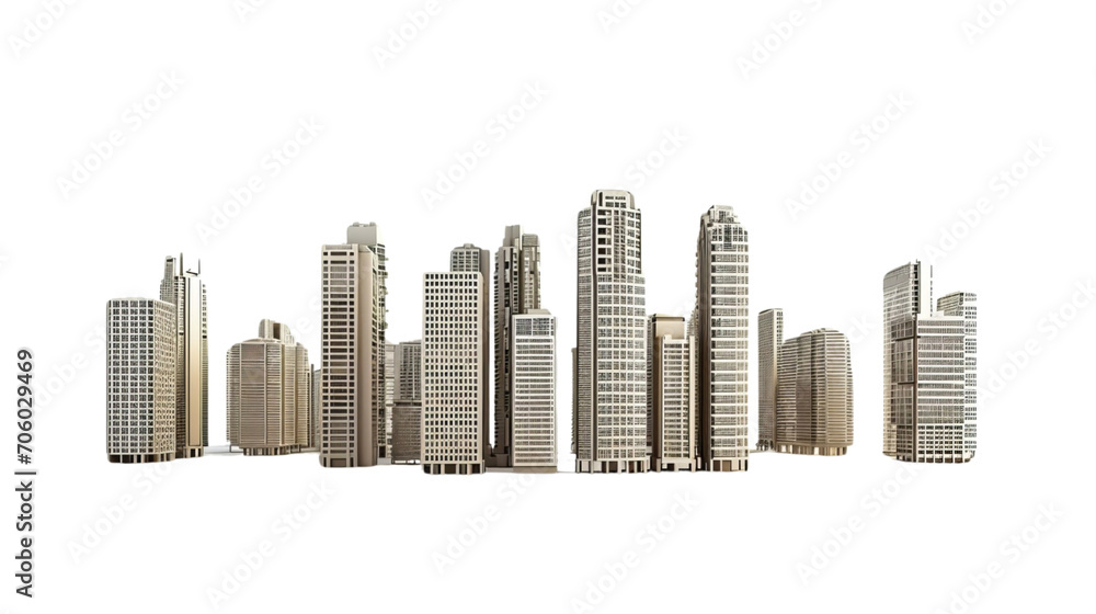 Tall Buildings in Snow Covered Field, Urban Structures Amidst Winter Scenery
