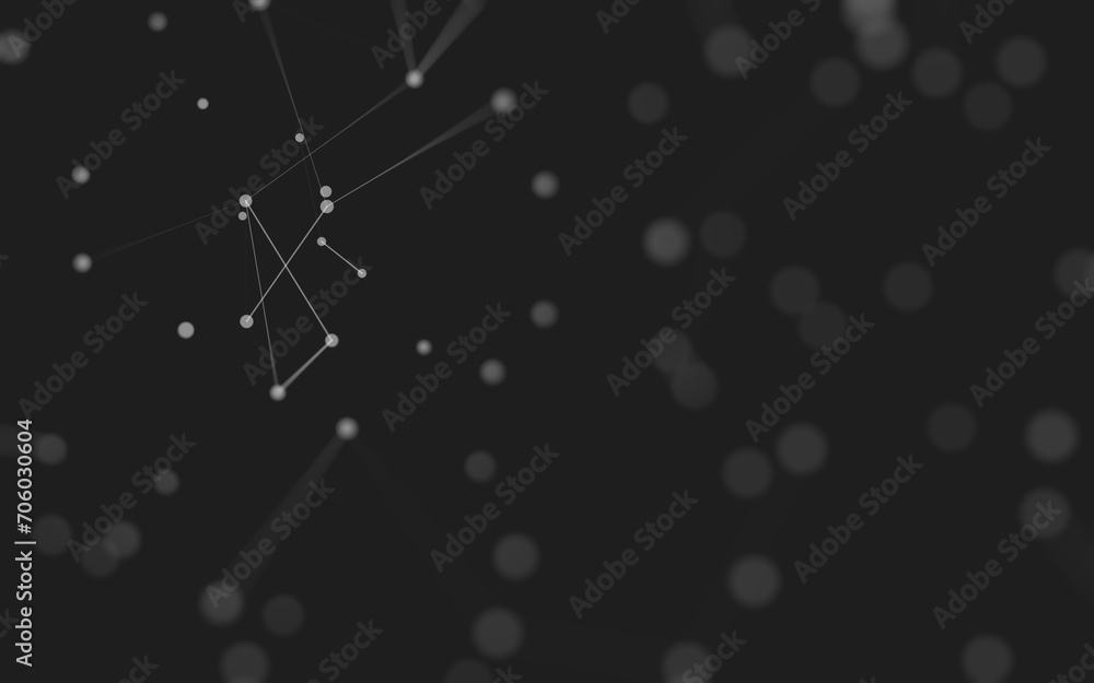Fototapeta premium Abstract background. Molecules technology with polygonal shapes, connecting dots and lines. Connection structure. Big data visualization.