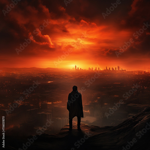 A Lone Silhouette Against a Fiery Sunset © Basilix Digital 