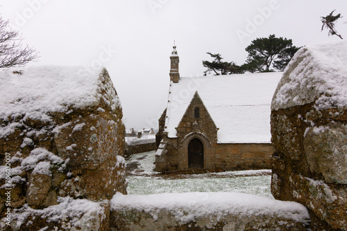 Foto Paysage de neige sur la côte bretonne-France