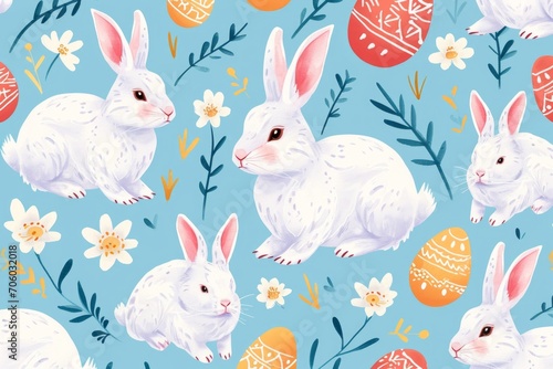 seamless pattern with easter rabbits