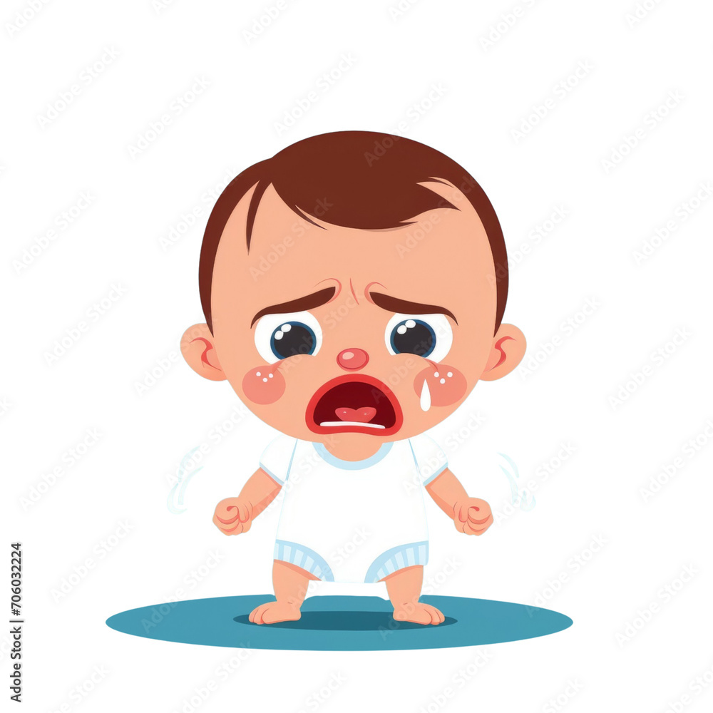 Baby Crying With Blue Background – Infant Expressing Distress Against a Blue Backdrop. Baby Crying With Blue Background – Infant Expressing Distress Against a Blue Backdrop.
