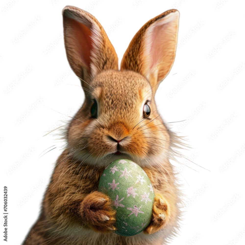Fototapeta premium Rabbit Holding Easter Egg in Its Mouth