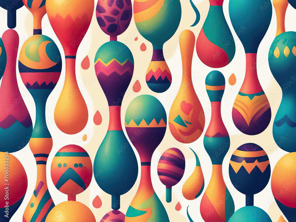 Vibrant Maracas Minimalist vector art with bold shapes and striking