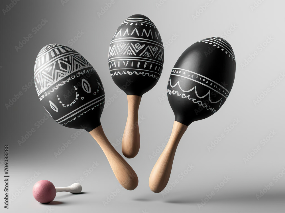 Vibrant Maracas Delightful chalk art with mirthful maracas, nostalgic
