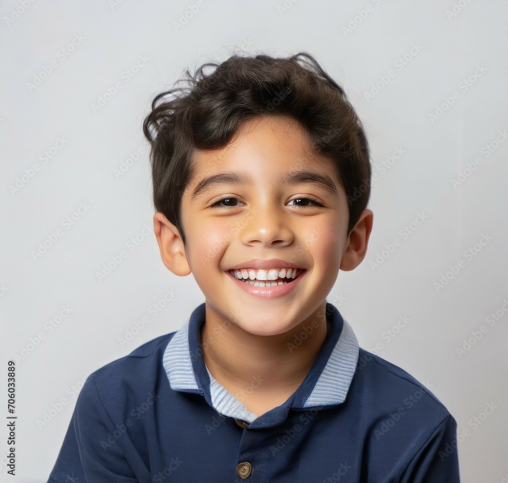 Asian Indian kid smiling with clean teeth isolated on white background Asian Indian kid smiling with clean teeth isolated on white background