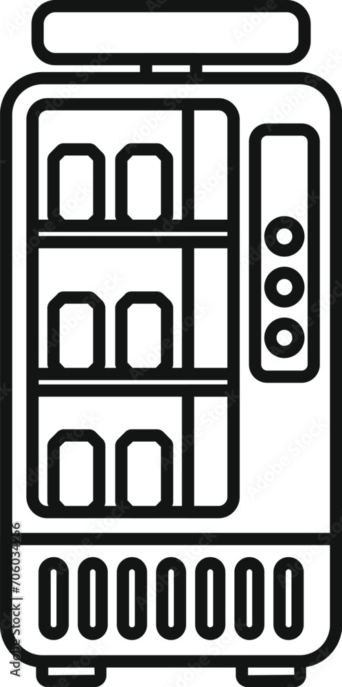 Mineral water drinking machine icon outline vector. Selling snack. Portable bottle Mineral water drinking machine icon outline vector. Selling snack. Portable bottle