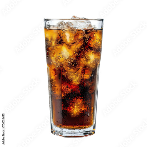 Refreshing Glass of Soda With Ice on a White Background