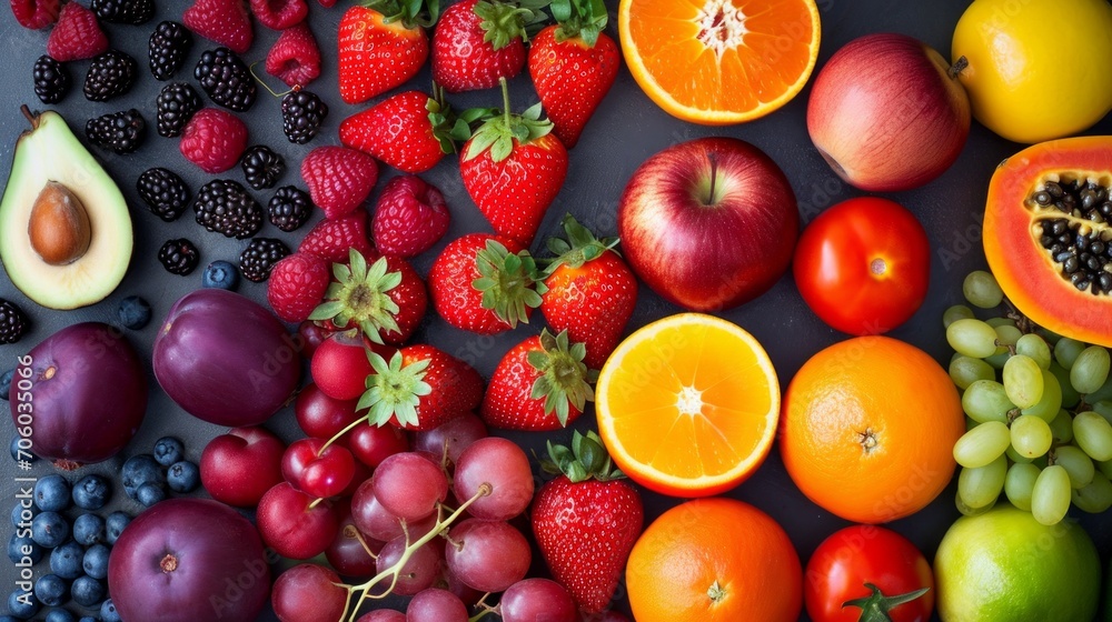 Color fruits, berries and vegetables Color fruits, berries and vegetables