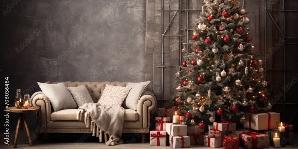 Christmas-themed room with trendy decorations