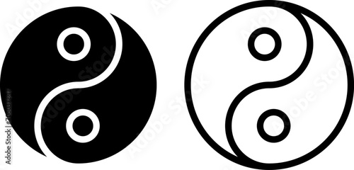 yin and yang icon, sign, or symbol in glyph and line style isolated on transparent background. Vector illustration