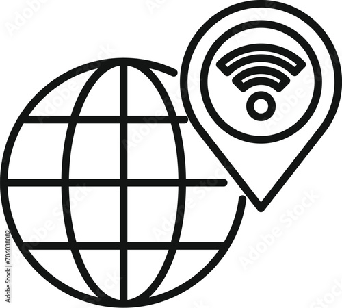 Global data digital icon outline vector. Internet provider. Processor tech