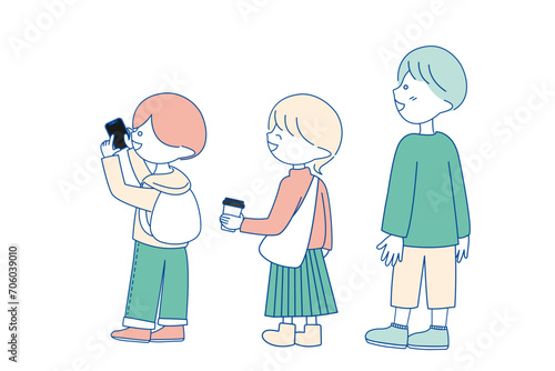 仲良くお散歩する男女