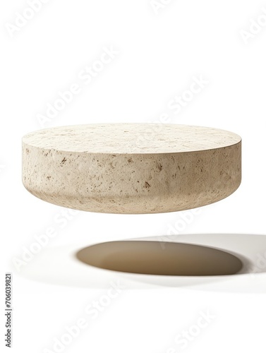 floating stone for display product or presentation in beige color with white background. can be use for jewelry, cosmetic, watch in luxury, nature, modern, minimal, simple design