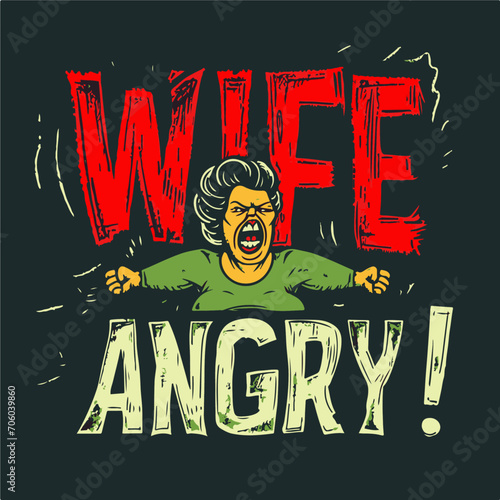 Wife Angry - Expressive Comic Style Illustration