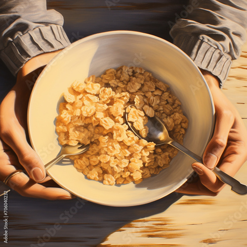A Pair of Hands Holding a Hot Bowel of Oatmeal