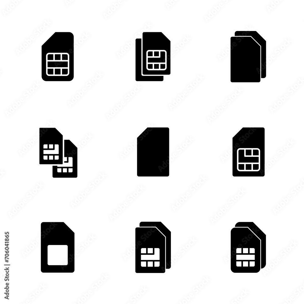 Sim card icon set. dual sim card icon vector Sim card icon set. dual sim card icon vector