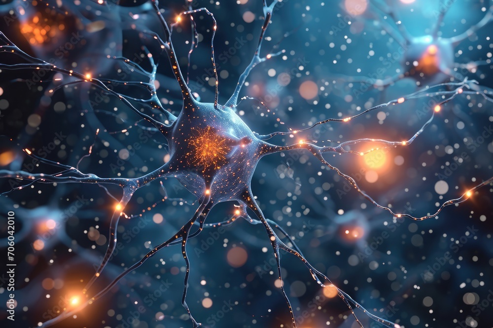 neuro connection cells medical background - obrazy, fototapety, plakaty 