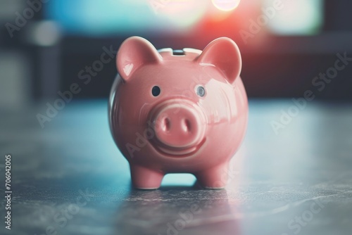 pink piggy bank on a table