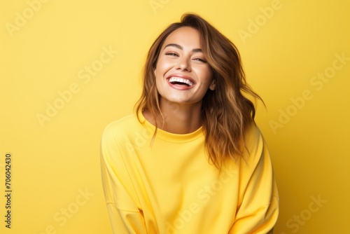 smiling young woman lifestyle potrait color background