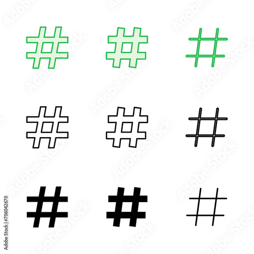 Hashtag icon set. hashtag symbol