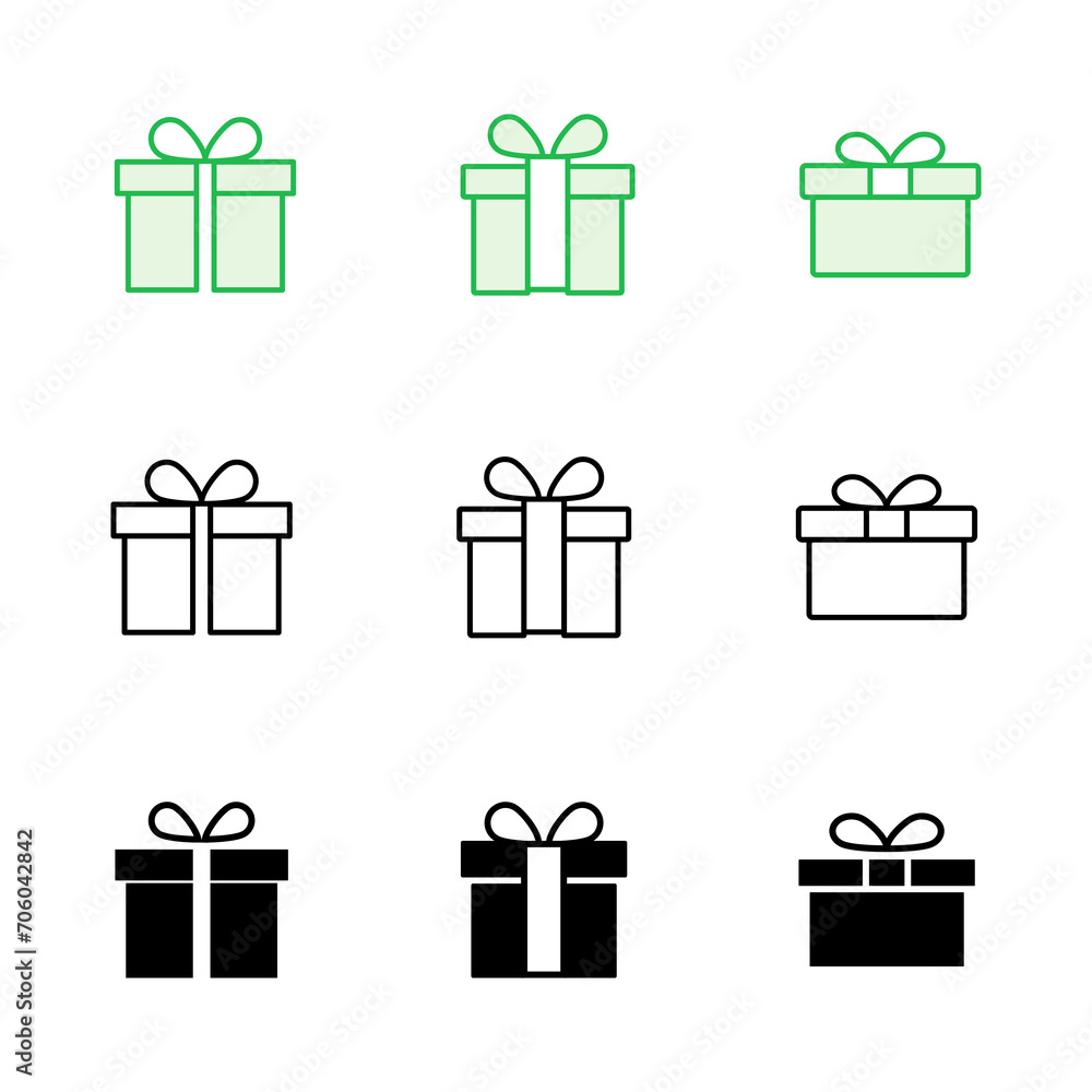 Gift icon set. gift vector icon. birthday gift Gift icon set. gift vector icon. birthday gift