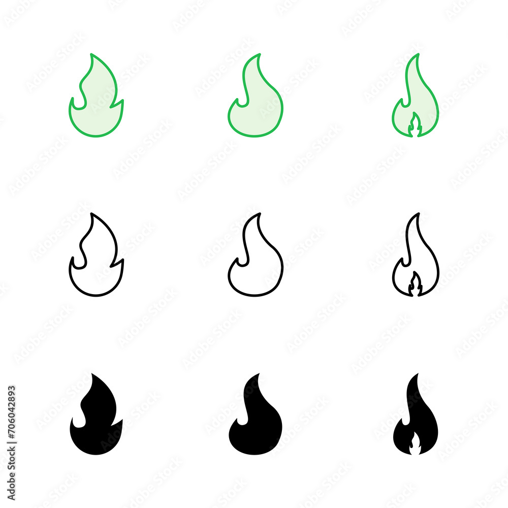 Fire icon set. fire vector icon Fire icon set. fire vector icon