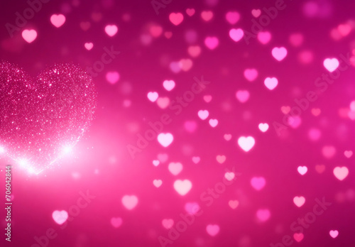 valentine background with hearts. Valentines day and love loop animation, shiny and glitter hearts, glowing particles and bokeh, valentine, shiny, sparkling