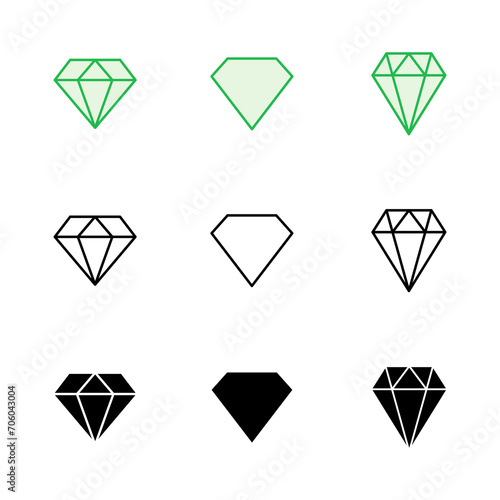 Diamond icon set. diamond gems vector icon.