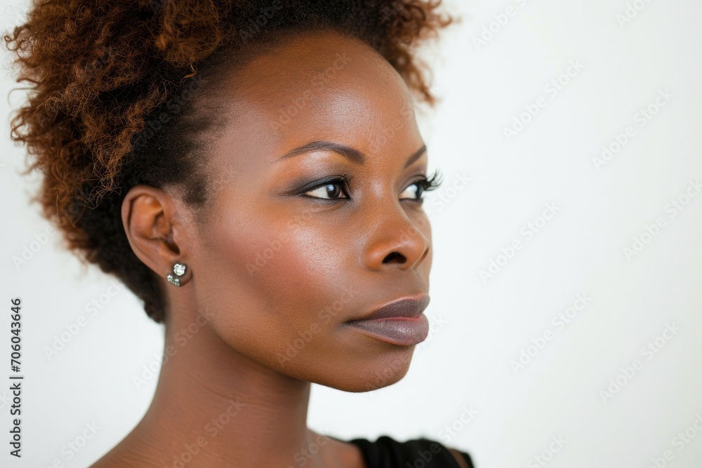 Regal portrait of an American woman, majestic and dignified, white background Regal portrait of an American woman, majestic and dignified, white background
