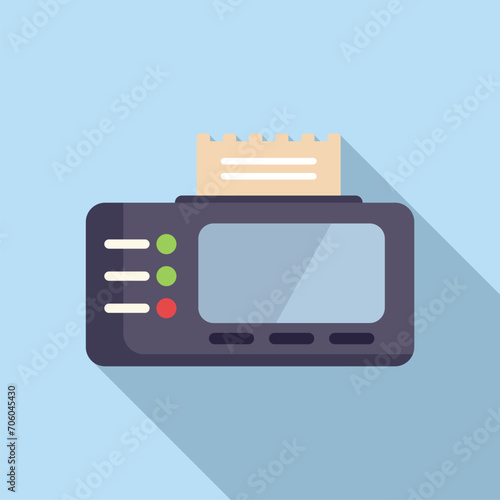 Taximeter bill paper icon flat vector. Cab passenger time. Service travel