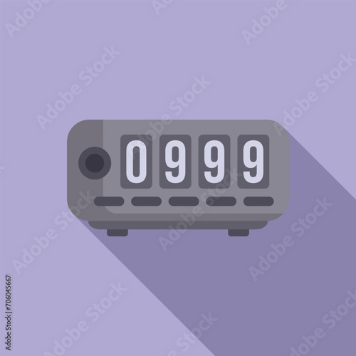 Taximeter cab control icon flat vector. Vehicle journey control. Application dial