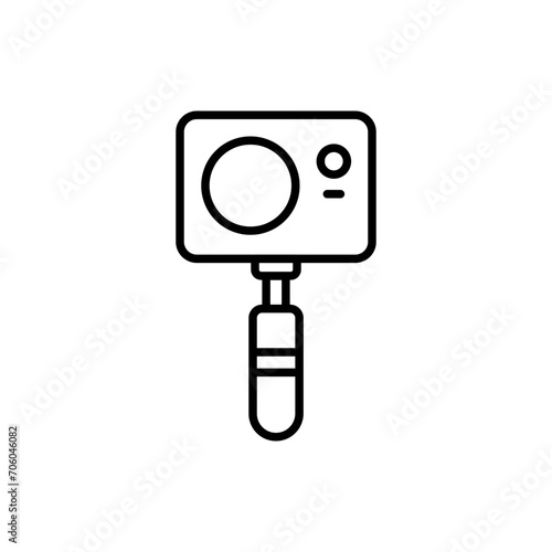 Camera stick outline icons, minimalist vector illustration ,simple transparent graphic element .Isolated on white background