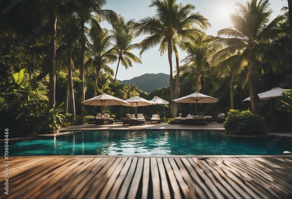 Luxury tropical vacation Spa swimming pool Mauritius island