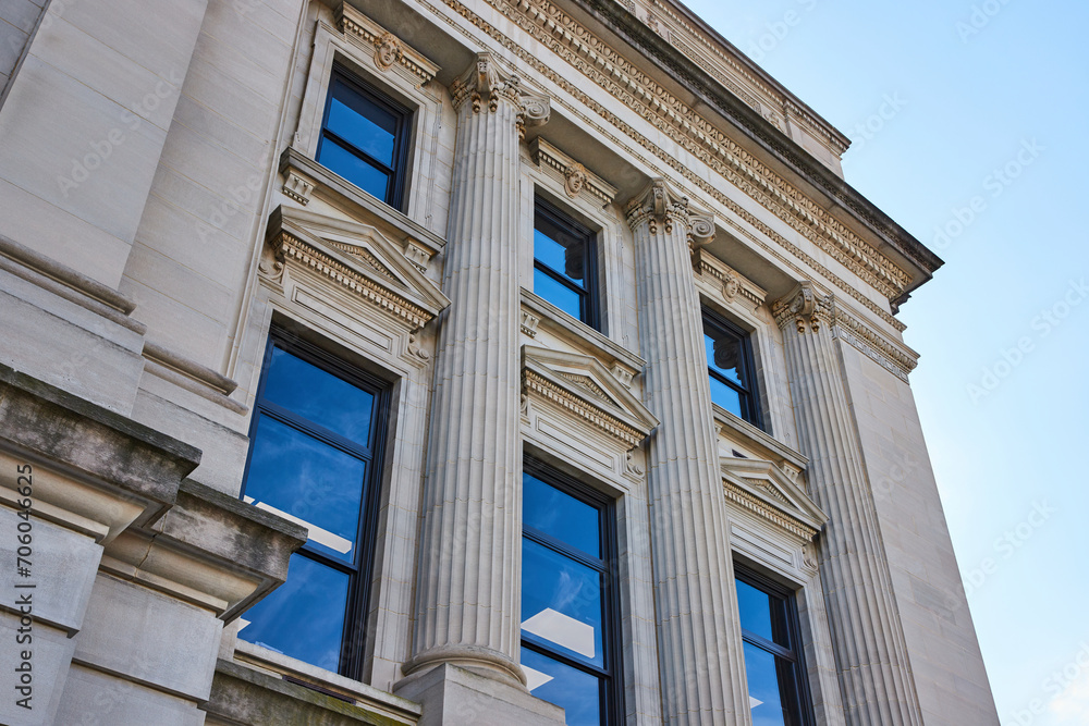Neoclassical Courthouse Facade with Corinthian Columns, Fort Wayne