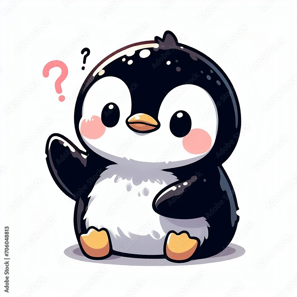 Curious Cartoon Penguin - Perfect for Children’s Book Illustrations, Animated Storytelling, and Concept of Curiosity