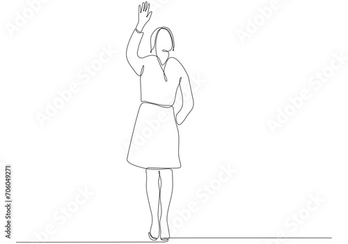 Continuous line of Hand Waving Ladies, Welcome