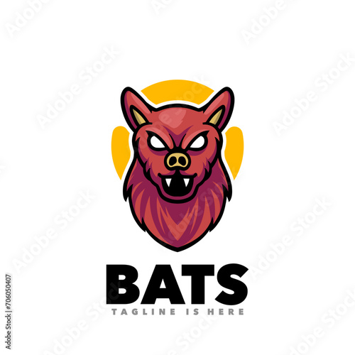 Bats angry mascot logo design template 